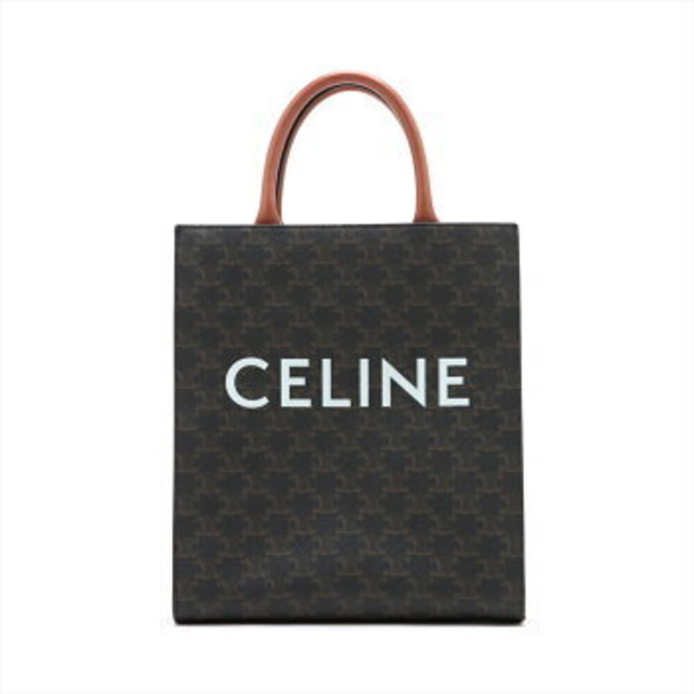 Celine Macadam Triomphe canvas vertical cabas leather tote bag